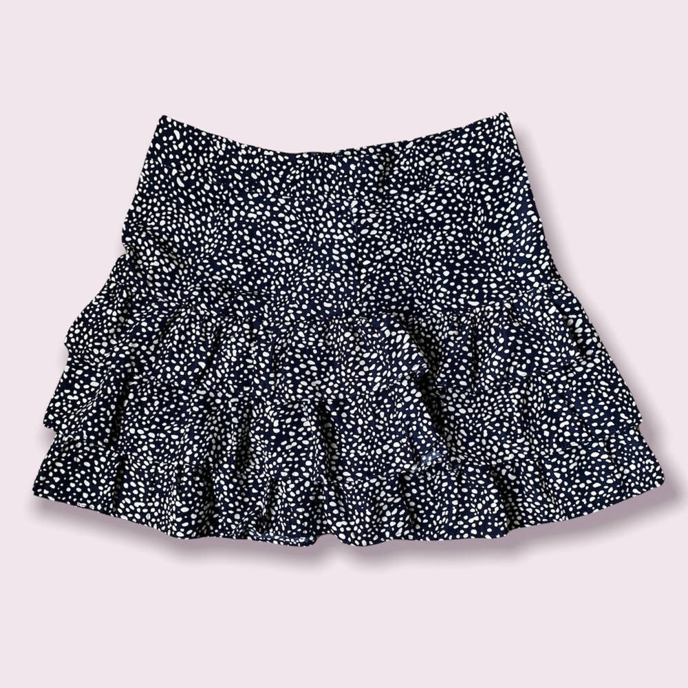 printed ruffle mini skirt